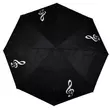 fekete esernyő, ezüst violinkulcs mintával 