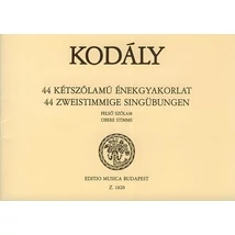 Kodály Zoltán: 44 kétszólamú énekgyakorlat – kotta – alsó szólam