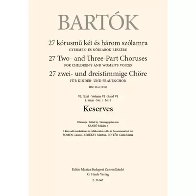 Bartók Béla: Keserves – kotta