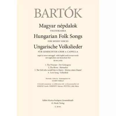 Bartók Béla: Magyar népdalok - angol és német szöveggel – kotta