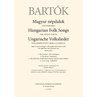 Bartók Béla: Magyar népdalok - angol és német szöveggel – kotta
