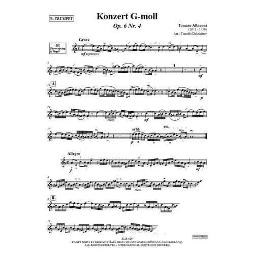 Albinoni, Tomaso: Konzert g-moll – trombita kotta