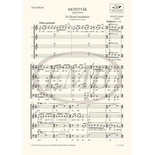 Balázs Árpád: Motetták – kotta