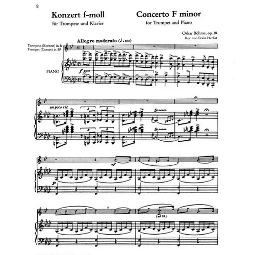 Böhme, Oskar: Trumpet Concerto in F Minor – trombita kotta
