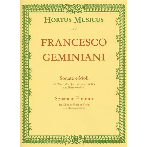 F. Geminiani: e-moll szonáta oboára - kotta