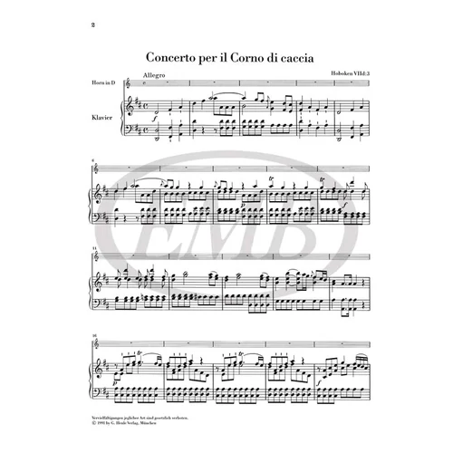 Haydn, Franz Joseph: Concerto for Horn and Orchestra D major Hob. VIId:3– kotta