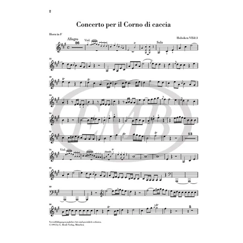 Haydn, Franz Joseph: Concerto for Horn and Orchestra D major Hob. VIId:3– kotta