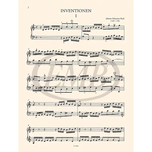 Bach, Johann Sebastian: Kétszólamú invenciók – kotta