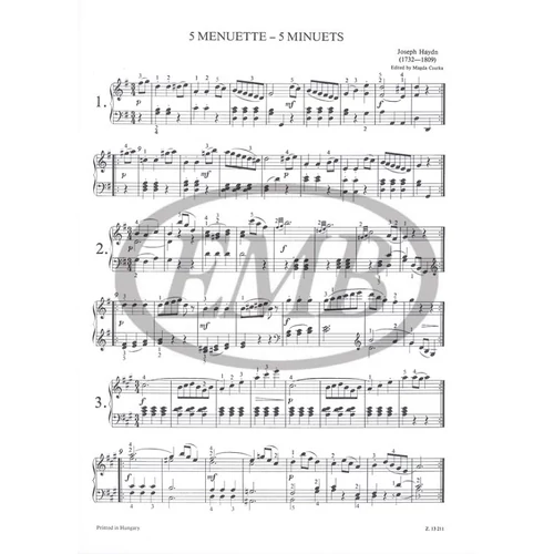 Haydn, Franz Joseph: Kezdők zongoramuzsikája – kotta