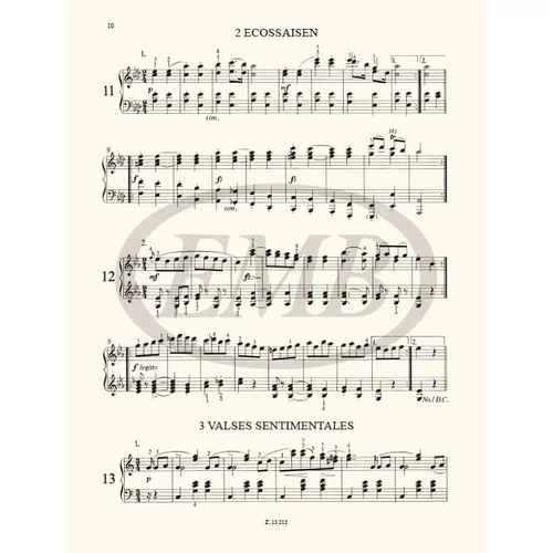 Schubert, Franz: Kezdők zongoramuzsikája - kotta