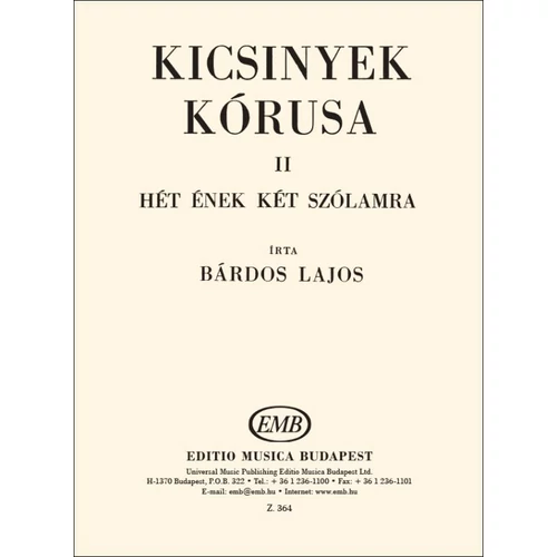Bárdos Lajos: Kicsinyek kórusa 2. – kotta
