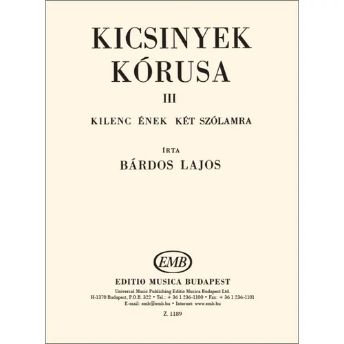 Bárdos Lajos: Kicsinyek kórusa 3. – kotta