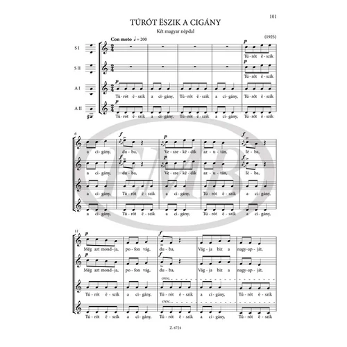 Kodály Zoltán: Gyermek- és nőikarok – kotta