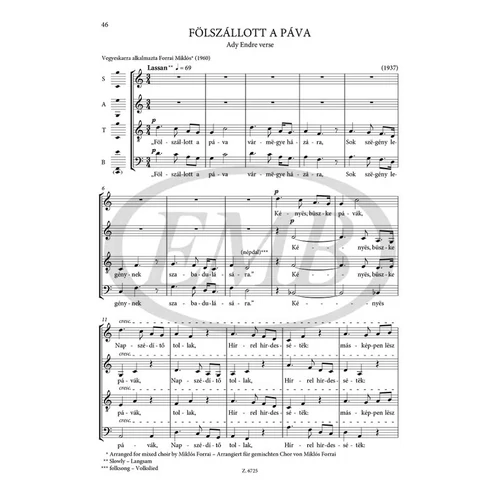 Kodály Zoltán: Vegyeskarok – kotta