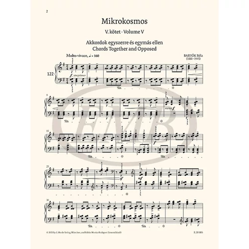 Bartók Béla: Mikrokozmosz zongorára 5-6. – kotta