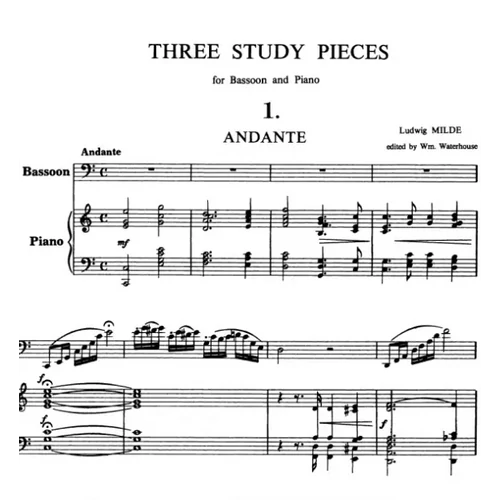 Ludwig Milde: Three study pieces for bassoon and piano