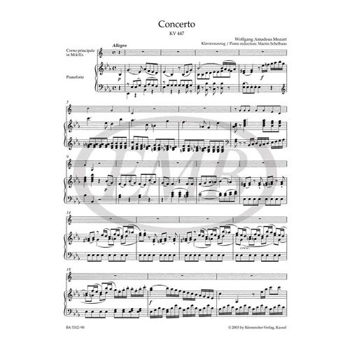 Mozart, Wolfgang Amadeus: Concerto in Es – kürt és zongora kotta
