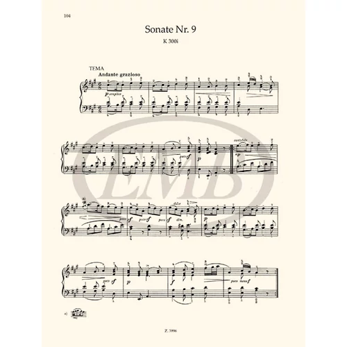 Mozart, Wolfgang Amadeus: Szonáták 1. – kotta
