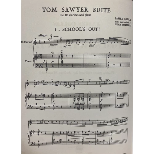 James Collis: Tom Sawyer suite - klarinét és zongora kotta