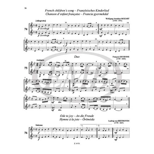 Perényi Péter: Trombitaduók kezdők számára – kotta