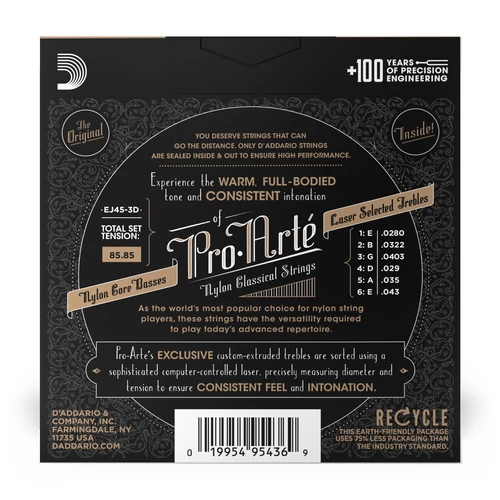 D’Addario Pro-Arté Nylon EJ45-3D klasszikus gitárhúr Multi-Pack szett