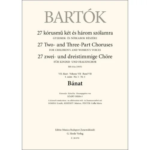 Bartók Béla: Bánat  – kotta