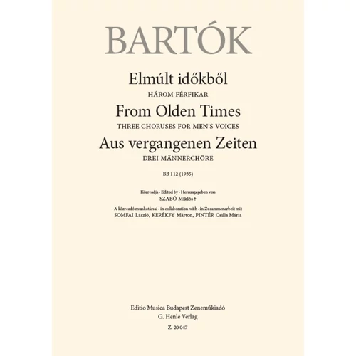 Bartók Béla: Elmúlt időkből – kórus lapkotta