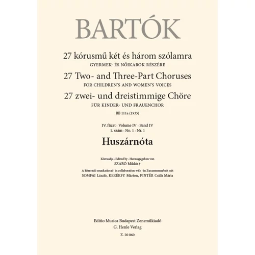 Bartók Béla: Huszárnóta – kotta
