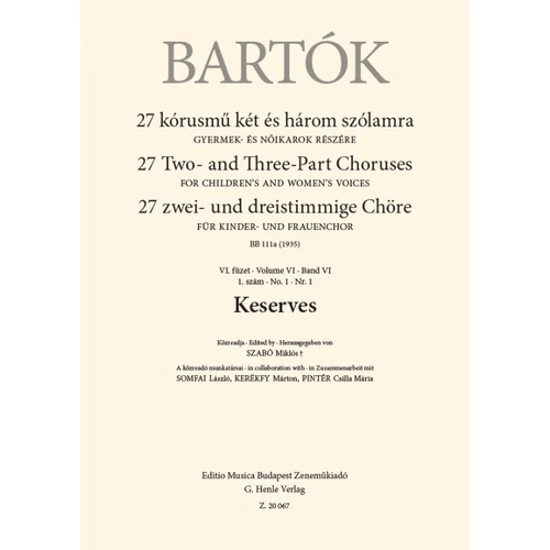 Bartók Béla: Keserves – kotta