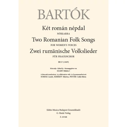 Bartók Béla: Két román népdal – kotta