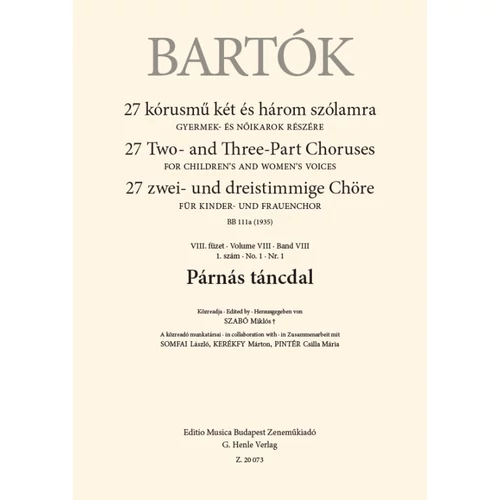 Bartók Béla: Párnás táncdal – kórus lapkotta