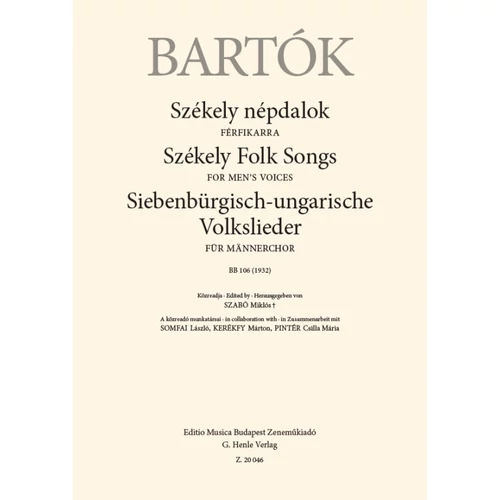Bartók Béla: Székely népdalok – kotta