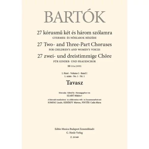 Bartók Béla: Tavasz – kórus lapkotta