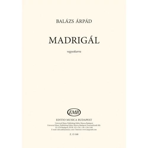 Balázs Árpád: Madrigál – kotta