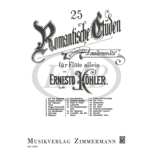 Köhler: 25 Romantikus Etűd Op. 66
