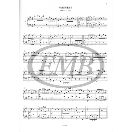 Telemann, Georg Philipp: Kezdők zongoramuzsikája – kotta
