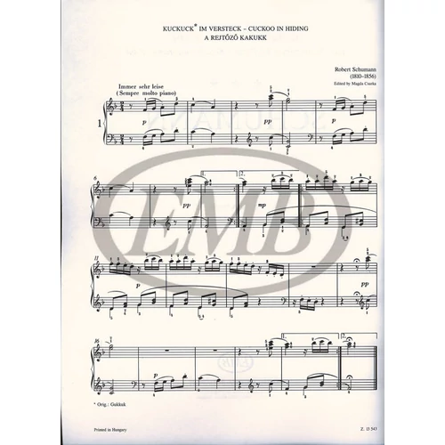 Schumann, Robert: Kezdők zongoramuzsikája – kotta