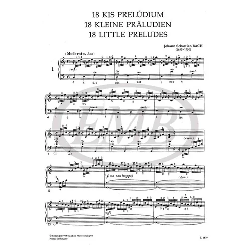 Bach, Johann Sebastian: 18 kis prelúdium – kotta