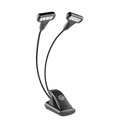 K&M 2x4 LED fekete, műanyag kottapult lámpa